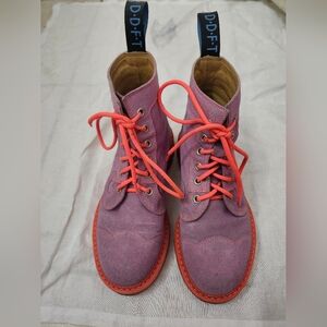 John Fluevog x Anna Sui orchid purple derby swirl size W6